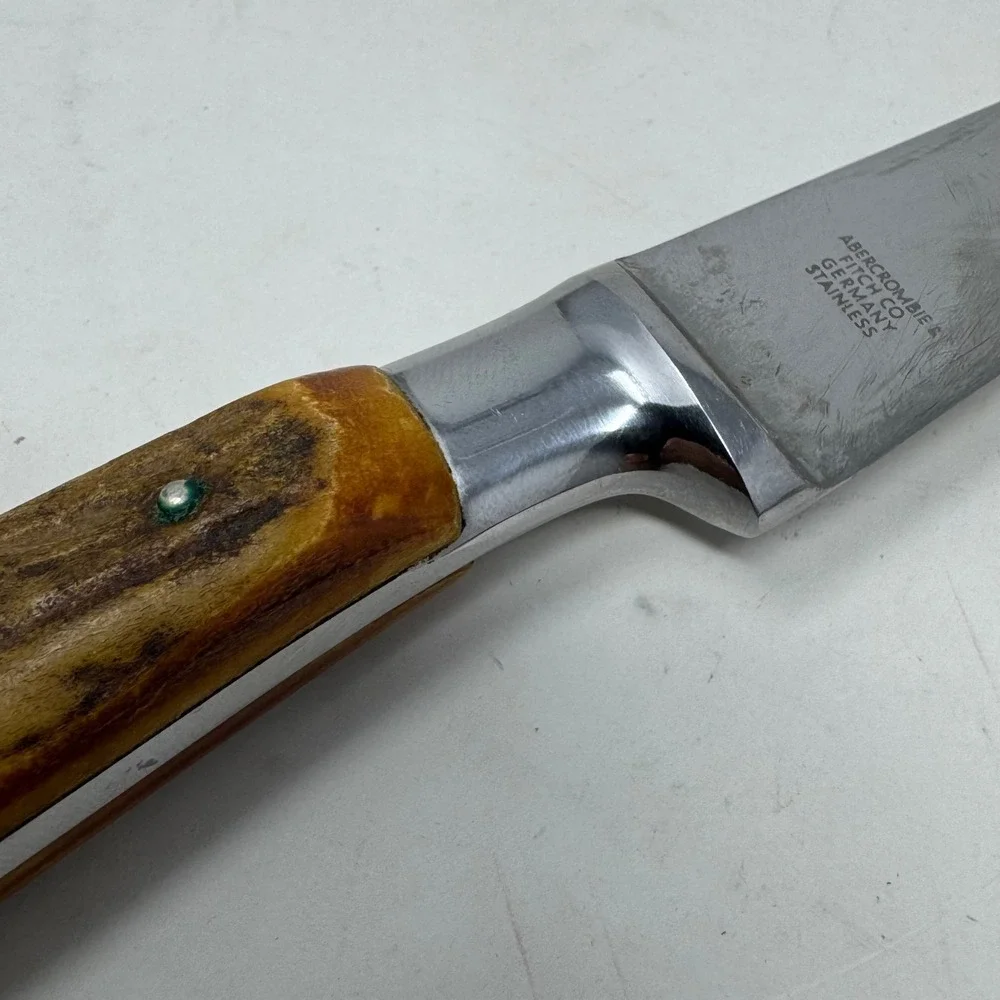 Abercrombie & Fitch Co Germany Stainless Carving Knife Stag Antler Handle‎ 12in